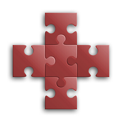 Puzzel parçalarından oluşan Kızılhaç yardım sembolü 