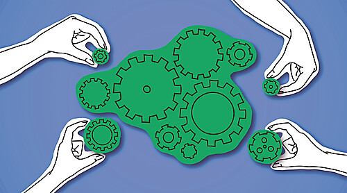 Etki prensibi görselleştiren üç dişli