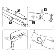 Diz kayışı takma versiyonu ve PeniMaster PRO Basis özet kullanım kılavuzunu gösteren şekil